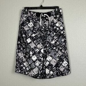 2010s OP Boy’s Size XXL (18) Black White Geometric Print Mid-length Swimtrunks
